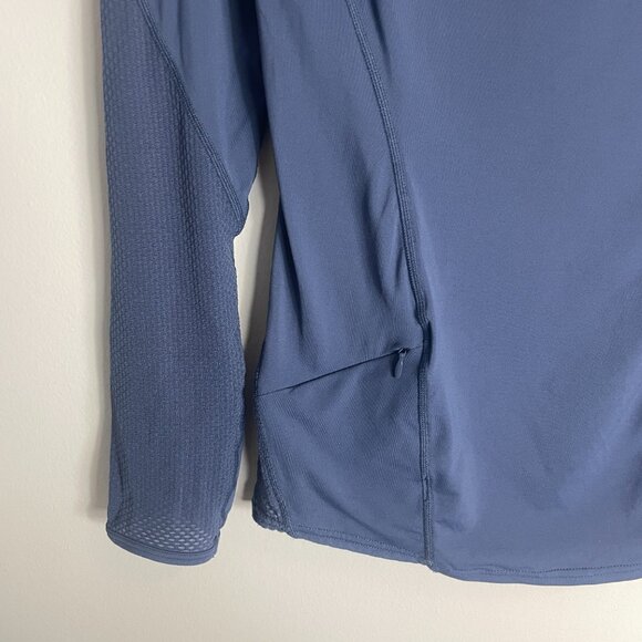 Gap Fit Blue High Shine Quarter Zip Top Size Small Athleisure Workout Run - Picture 5 of 8